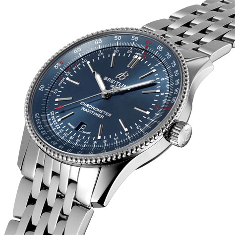 breitling navitimer stainless steel strap blue dial|breitling navitimer nato strap.